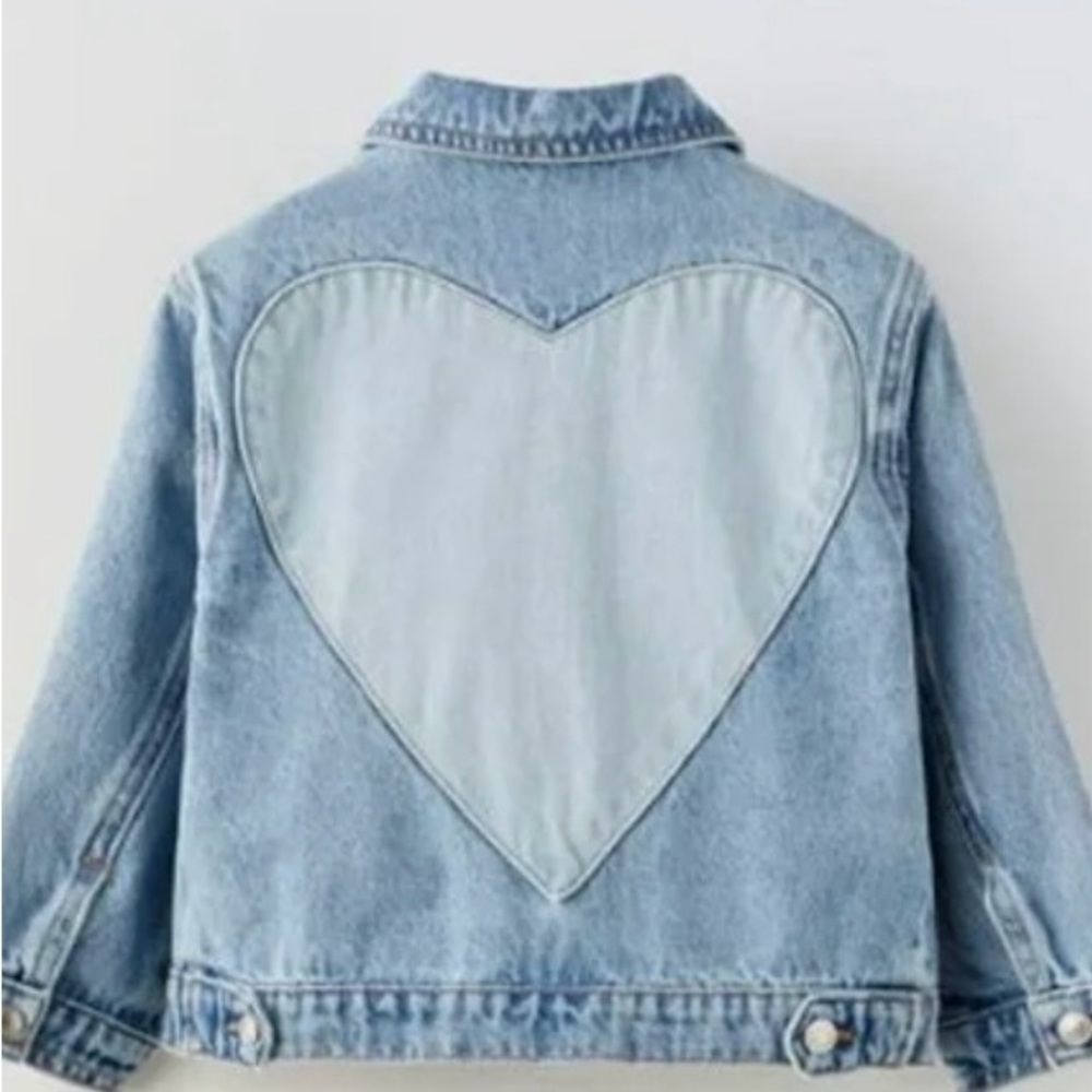 Zara Baby Girls Heart Denim Jacket 9-12 Months NWT